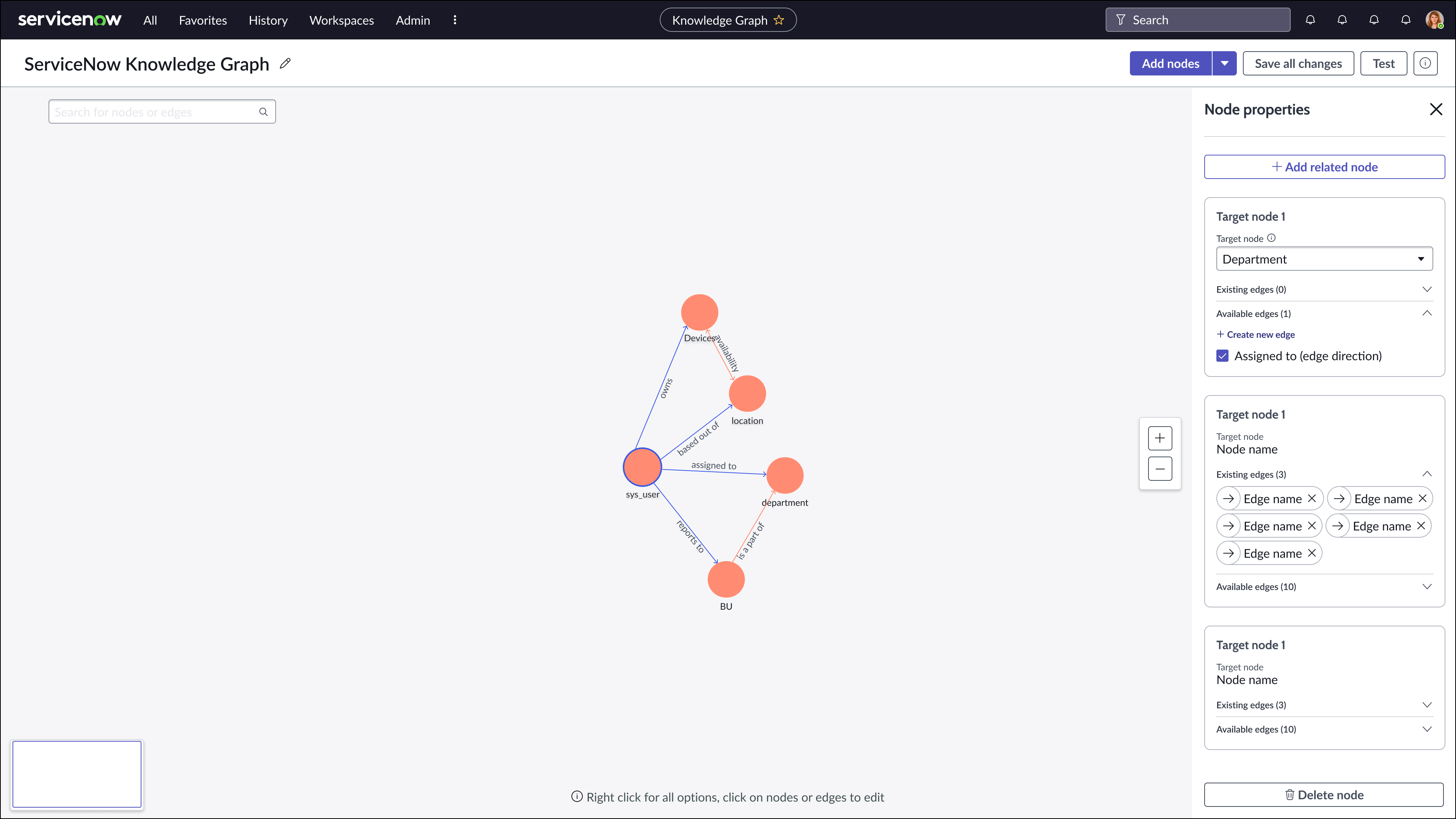Configuration interface showing where administrators set up a knowledge graph.